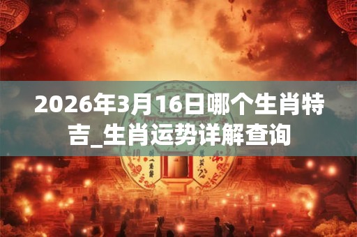 2026年3月16日哪个生肖特吉_生肖运势详解查询