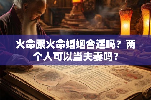 火命跟火命婚姻合适吗？两个人可以当夫妻吗？