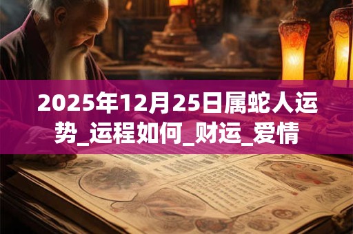 2025年12月25日属蛇人运势_运程如何_财运_爱情