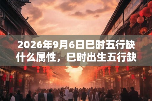 2026年9月6日巳时五行缺什么属性，巳时出生五行缺什么