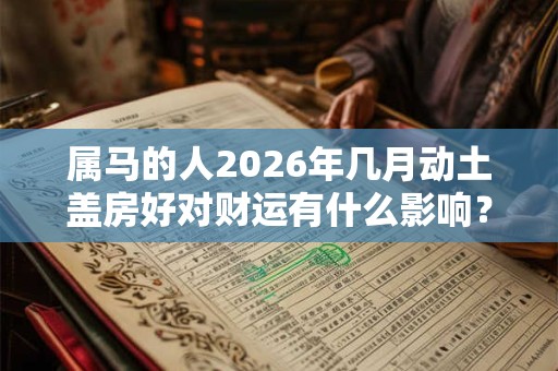 属马的人2026年几月动土盖房好对财运有什么影响？