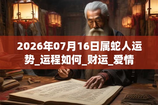 2026年07月16日属蛇人运势_运程如何_财运_爱情