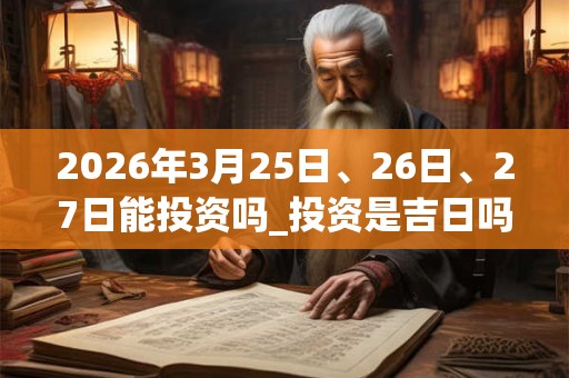 2026年3月25日、26日、27日能投资吗_投资是吉日吗 2026年3月25日、26日、27日能投资吗_投资是吉日吗