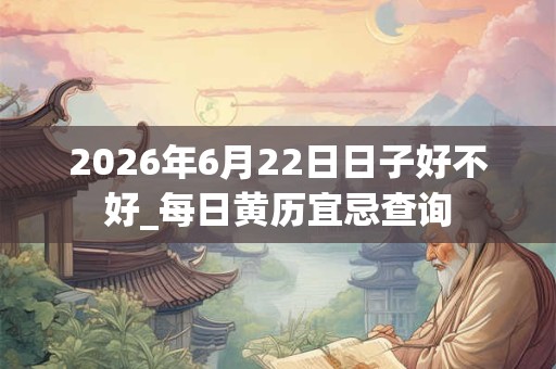 2026年6月22日日子好不好_每日黄历宜忌查询