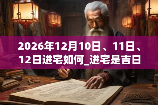 2026年12月10日、11日、12日进宅如何_进宅是吉日吗