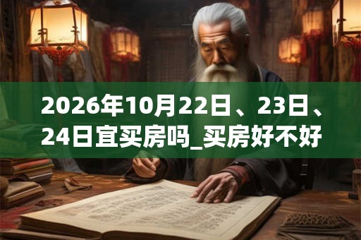 2026年10月22日、23日、24日宜买房吗_买房好不好