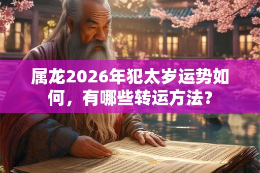 属龙2026年犯太岁运势如何，有哪些转运方法？
