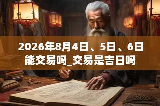 2026年8月4日、5日、6日能交易吗_交易是吉日吗 2026年8月4日、5日、6日能交易吗_交易是吉日吗