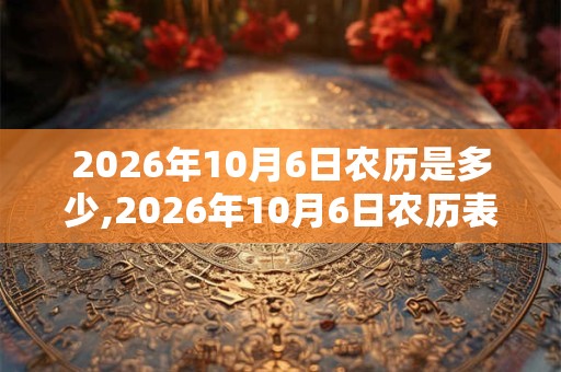 2026年10月6日农历是多少,2026年10月6日农历表 2026年10月6日农历是多少,2026年10月6日农历表