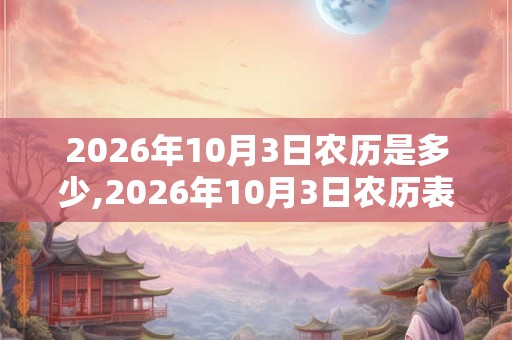 2026年10月3日农历是多少,2026年10月3日农历表