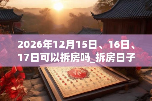 2026年12月15日、16日、17日可以拆房吗_拆房日子好吗