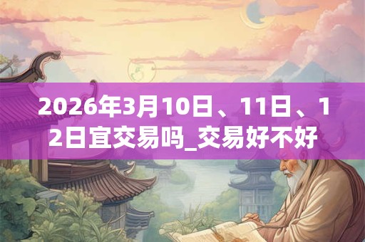 2026年3月10日、11日、12日宜交易吗_交易好不好 2026年3月10日、11日、12日宜交易吗_交易好不好