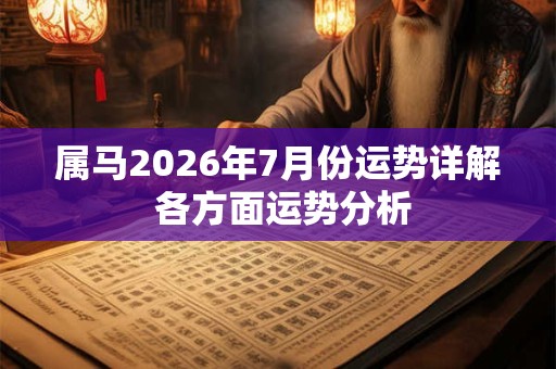 属马2026年7月份运势详解 各方面运势分析