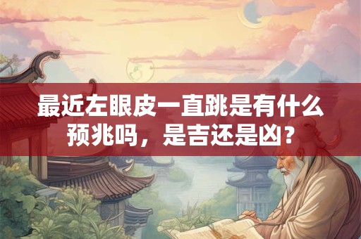 最近左眼皮一直跳是有什么预兆吗，是吉还是凶？