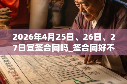 2026年4月25日、26日、27日宜签合同吗_签合同好不好