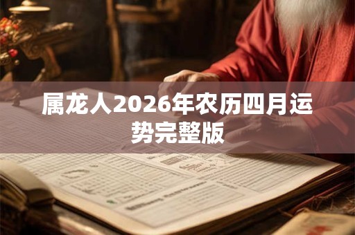 属龙人2026年农历四月运势完整版