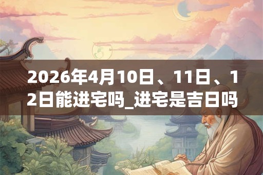 2026年4月10日、11日、12日能进宅吗_进宅是吉日吗