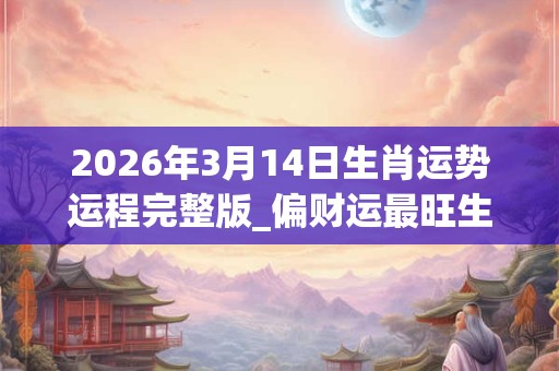 2026年3月14日生肖运势运程完整版_偏财运最旺生肖