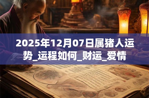 2025年12月07日属猪人运势_运程如何_财运_爱情