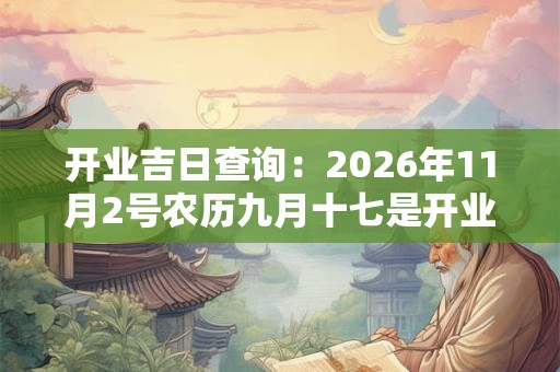 开业吉日查询：2026年11月2号农历九月十七是开业好日子吗