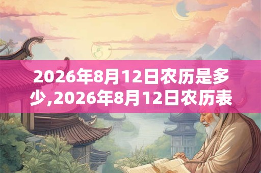 2026年8月12日农历是多少,2026年8月12日农历表