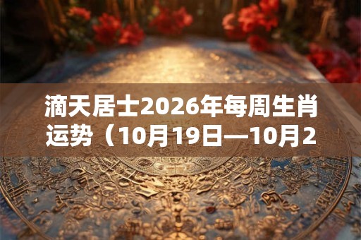滴天居士2026年每周生肖运势(10月19日—10月25日) 滴天居士2026年每周生肖运势(10月19日—10月25日)
