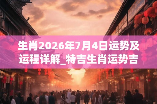 生肖2026年7月4日运势及运程详解_特吉生肖运势吉凶 生肖2026年7月4日运势及运程详解_特吉生肖运势吉凶