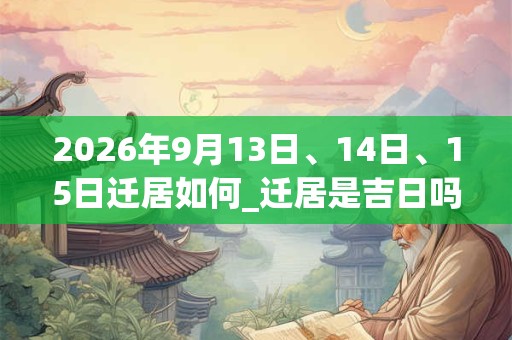 2026年9月13日、14日、15日迁居如何_迁居是吉日吗 2026年9月13日、14日、15日迁居如何_迁居是吉日吗