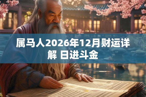 属马人2026年12月财运详解 日进斗金