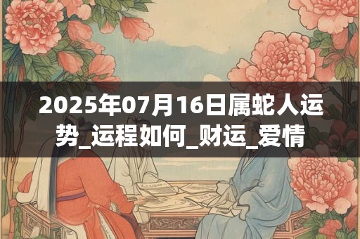2025年07月16日属蛇人运势_运程如何_财运_爱情