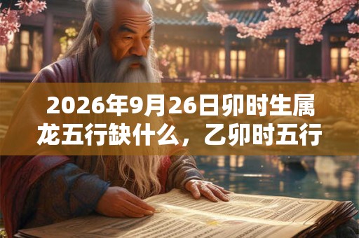 2026年9月26日卯时生属龙五行缺什么，乙卯时五行缺什么