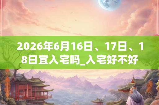2026年6月16日、17日、18日宜入宅吗_入宅好不好