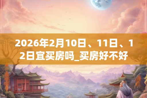 2026年2月10日、11日、12日宜买房吗_买房好不好