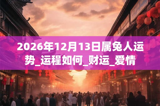 2026年12月13日属兔人运势_运程如何_财运_爱情