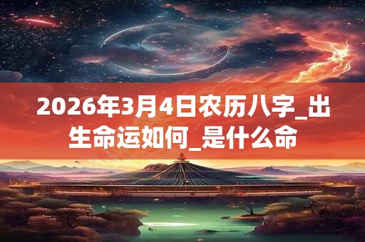 2026年3月4日农历八字_出生命运如何_是什么命
