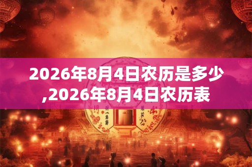 2026年8月4日农历是多少,2026年8月4日农历表