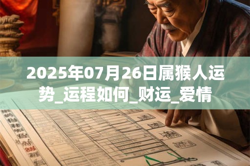 2025年07月26日属猴人运势_运程如何_财运_爱情