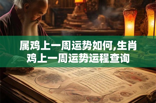 属鸡上一周运势如何,生肖鸡上一周运势运程查询