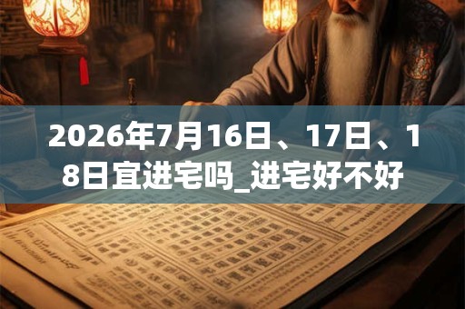2026年7月16日、17日、18日宜进宅吗_进宅好不好