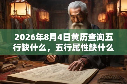 2026年8月4日黄历查询五行缺什么，五行属性缺什么