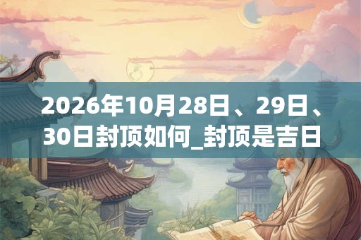 2026年10月28日、29日、30日封顶如何_封顶是吉日吗