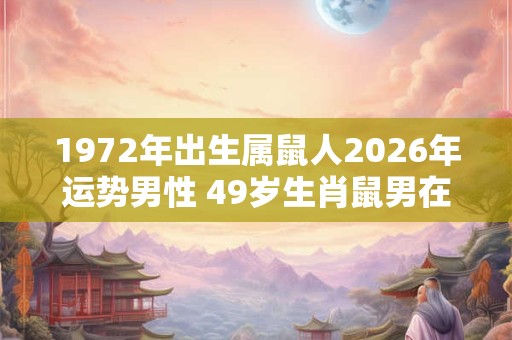 1972年出生属鼠人2026年运势男性 49岁生肖鼠男在2026年运气如何