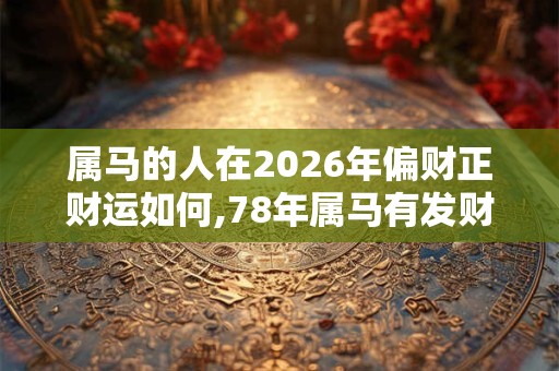 属马的人在2026年偏财正财运如何,78年属马有发财命吗？