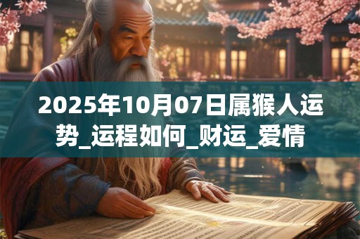 2025年10月07日属猴人运势_运程如何_财运_爱情