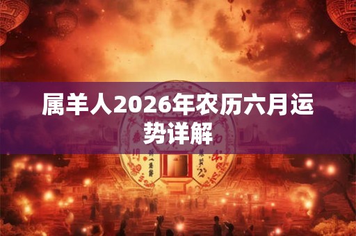 属羊人2026年农历六月运势详解