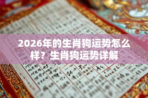 2026年的生肖狗运势怎么样？生肖狗运势详解