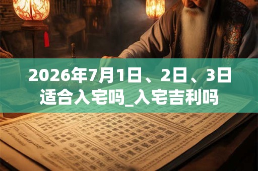 2026年7月1日、2日、3日适合入宅吗_入宅吉利吗