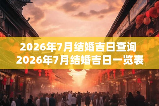 2026年7月结婚吉日查询 2026年7月结婚吉日一览表 2026年7月结婚吉日查询 2026年7月结婚吉日一览表