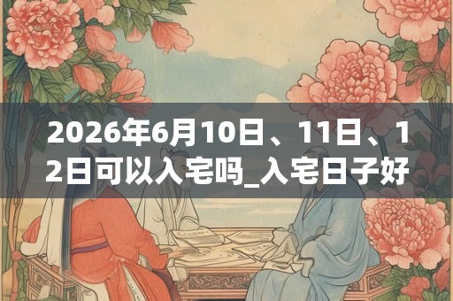 2026年6月10日、11日、12日可以入宅吗_入宅日子好吗