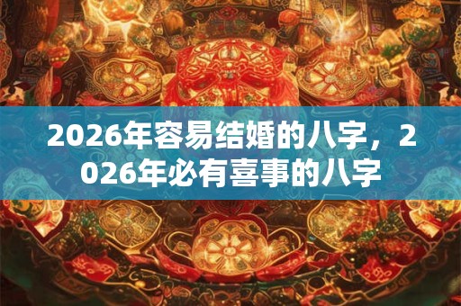 2026年容易结婚的八字，2026年必有喜事的八字